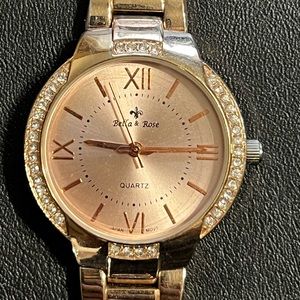 Women’s rose gold watch with rhinestone accents